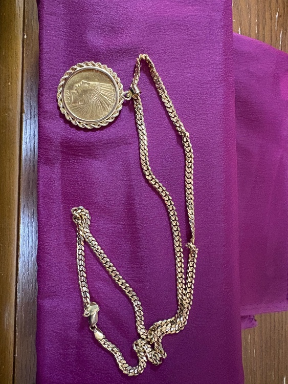 アンティークコイン、インディアンヘッド　モットー、10ドル金貨、14金ネックレス（金・貴金属）の商品画像 - 査定依頼日：2026年2月15日 - 最高査定価格：679,000円