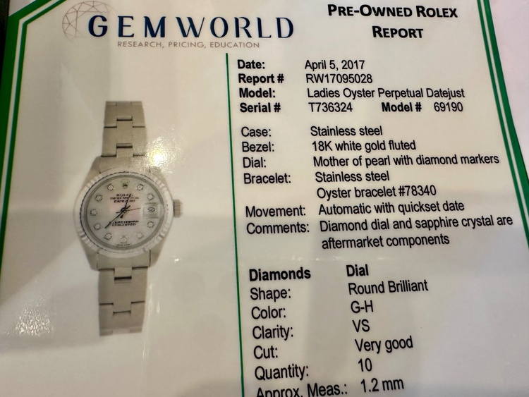 ロレックス パーペチュアルデイト 69190（高級時計）の商品画像 - 査定依頼日：2026年4月5日 - 最高査定価格：900,000円