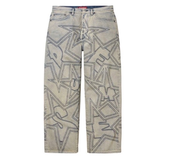 supreme Stars Topstitch Baggy Jean 34（古着・ファッション）の商品画像 - 査定依頼日：2026年9月8日 - 最高査定価格：15,000円
