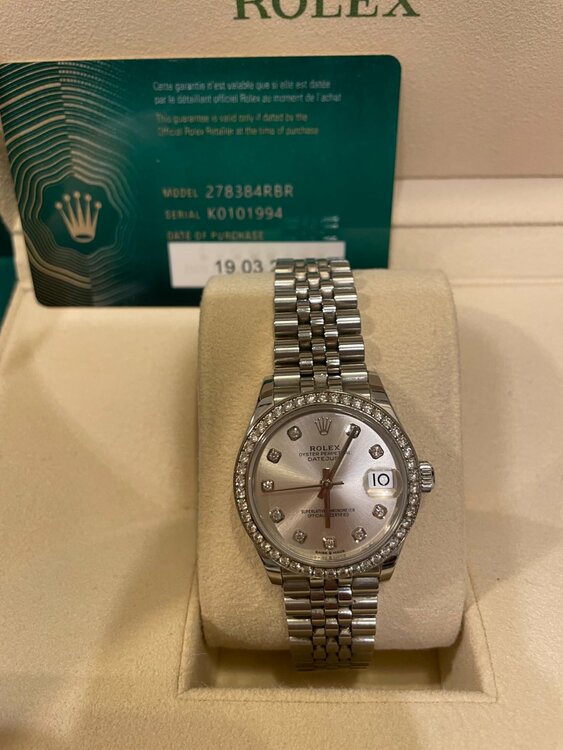 デイトジャスト31㎜オイスタースチール&ホワイトゴールド　ダイアモンドベゼル（高級時計）の商品画像 - 査定依頼日：2025年12月16日 - 最高査定価格：2,950,000円