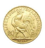 フランス 1899年 20フラン金貨（女神の横顔と雄鶏）（金・貴金属）の商品画像 - 査定依頼日：2026年1月20日 - 最高査定価格：130,000円