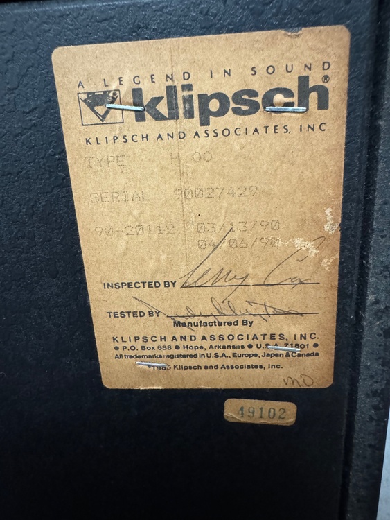 klipsch heresy II（オーディオ・スピーカー）の商品画像 - 査定依頼日：2026年3月25日 - 最高査定価格：56,000円