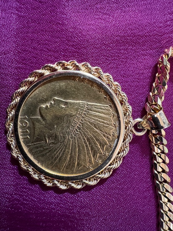 アンティークコイン、インディアンヘッド　モットー、10ドル金貨、14金ネックレス（金・貴金属）の商品画像 - 査定依頼日：2026年2月15日 - 最高査定価格：679,000円