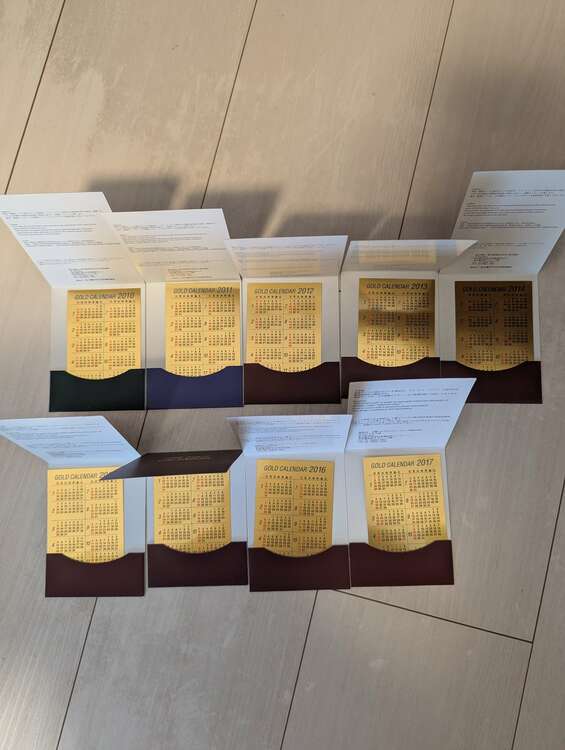 純金カレンダー（金・貴金属）の商品画像 - 査定依頼日：2025年5月11日 - 最高査定価格：75,000円