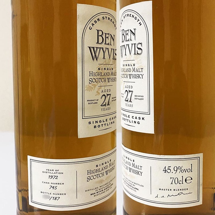 BEN WYVIS 27years ベンウィヴィス 27年 1972 2本セット（お酒）の商品画像 - 査定依頼日：2021年2月24日 - 最高査定価格：280,000円