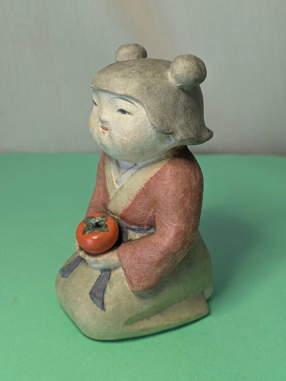 柿を持つ少女（美術品・骨董品）の商品画像 - 査定依頼日：2026年6月14日 - 最高査定価格：1,000円