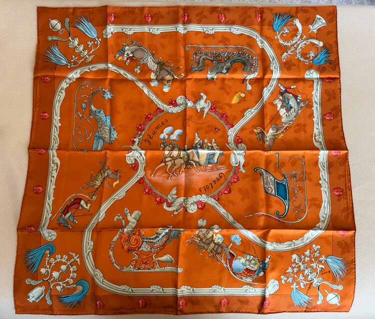 スカーフ　カレ90 - Plumes et Grelots（古着・ファッション）の商品画像 - 査定依頼日：2025年2月20日 - 最高査定価格：15,500円