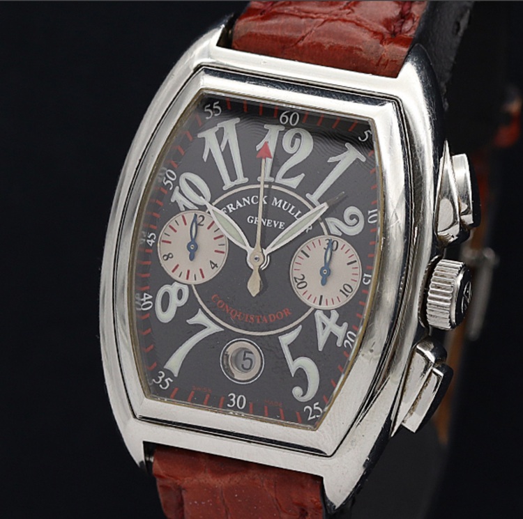 フランクミュラー コンキスタドール 1 8001CC コンキスタドール デイト クロノグラフ 6453810 8BGT MST（高級時計）の商品画像 - 査定依頼日：2025年9月13日 - 最高査定価格：420,000円