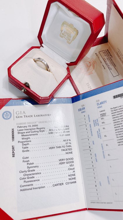 カルティエプラチナリングダイヤ入り（金・貴金属）の商品画像 - 査定依頼日：2023年6月20日 - 最高査定価格：400,000円