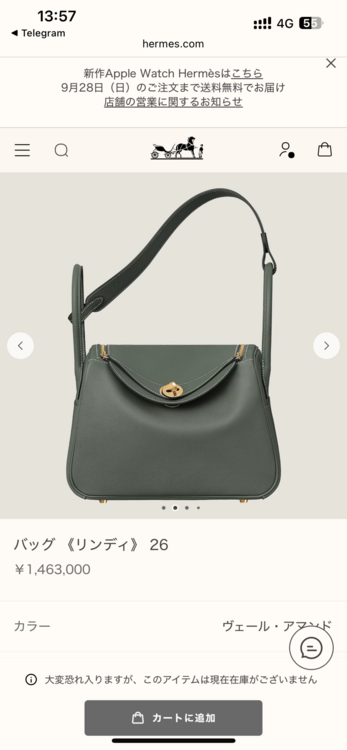 エルメス リンディ （ブランドバッグ）の商品画像 - 査定依頼日：2025年10月4日 - 最高査定価格：1,200,000円