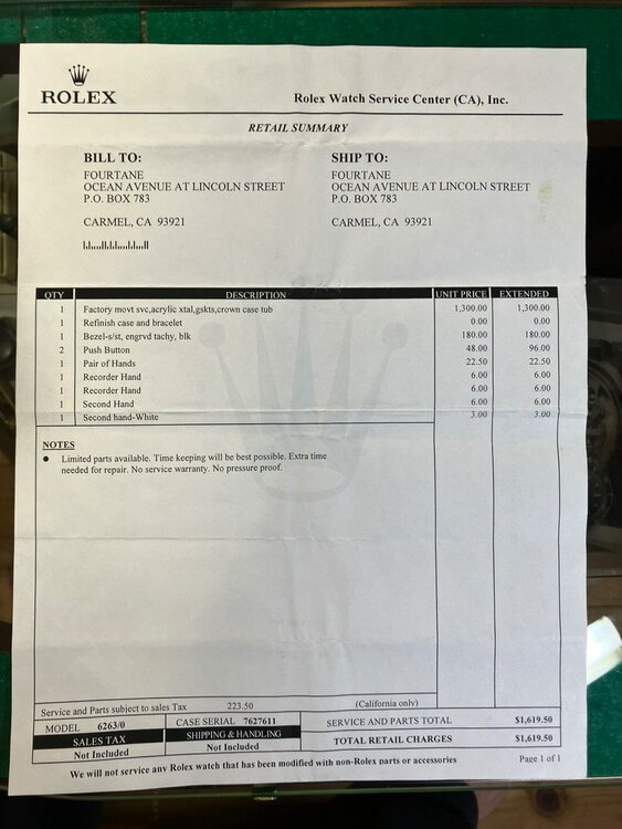 ロレックス デイトナ 6263（高級時計）の商品画像 - 査定依頼日：2025年3月12日 - 最高査定価格：7,000,000円