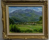 「初夏の鳳凰三山と水田」F6号 油絵（美術品・骨董品）の商品画像 - 査定依頼日：2026年4月5日 - 最高査定価格：500円