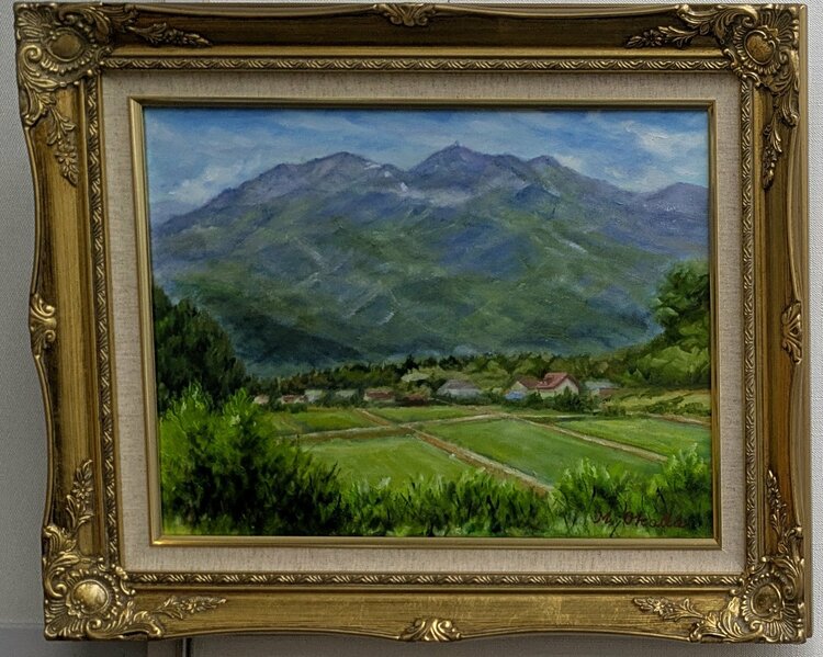 「初夏の鳳凰三山と水田」F6号 油絵（美術品・骨董品）の商品画像 - 査定依頼日：2026年4月5日 - 最高査定価格：500円