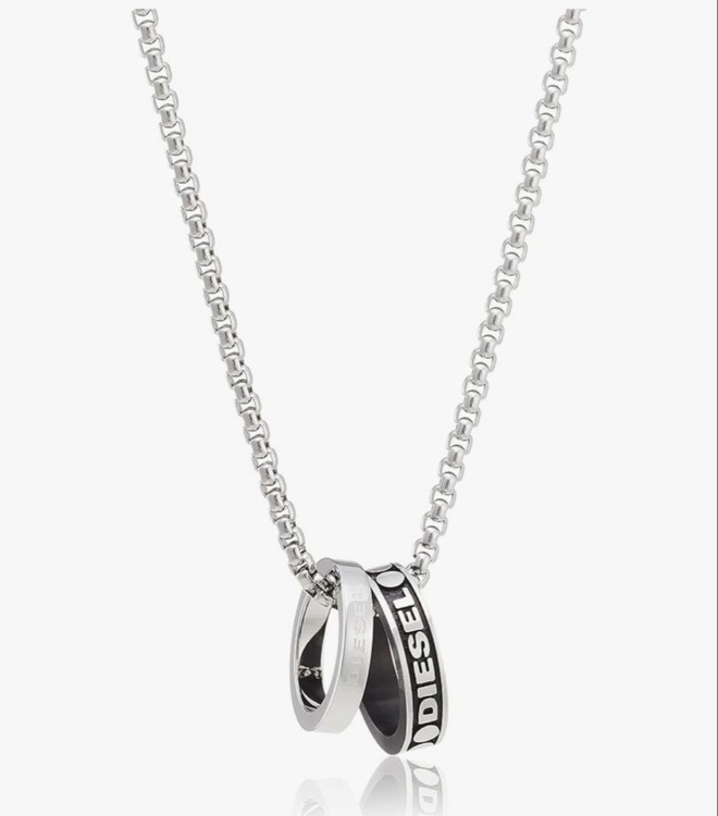 DIESEL リング付きネックレス シルバー/ブラック（古着・ファッション）の商品画像 - 査定依頼日：2026年5月1日 - 最高査定価格：1,400円