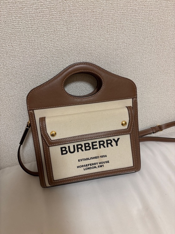 コットンキャンバス カーフスキン ミニ ポケットバッグ ナチュラル モルトブラウ（ブランドバッグ）の商品画像 - 査定依頼日：2025年6月12日 - 最高査定価格：25,000円