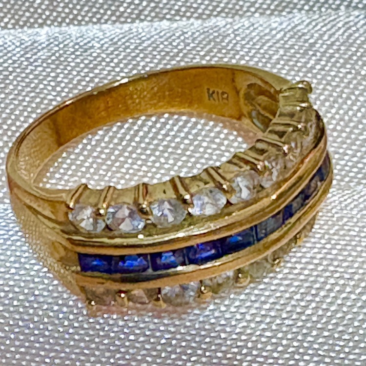 ●18K 4.7g ﾀﾞｲｱ 1ct・ｻﾌｧｲｱ 指輪（金・貴金属）の商品画像 - 査定依頼日：2026年5月9日 - 最高査定価格：120,000円