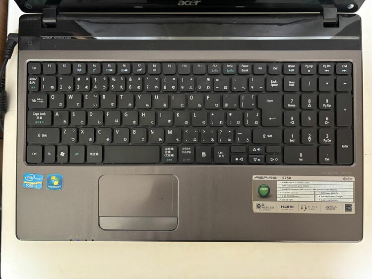 acer Asplre 5750-N52C/K（PC・タブレット）の商品画像 - 査定依頼日：2025年9月26日 - 最高査定価格：2,200円