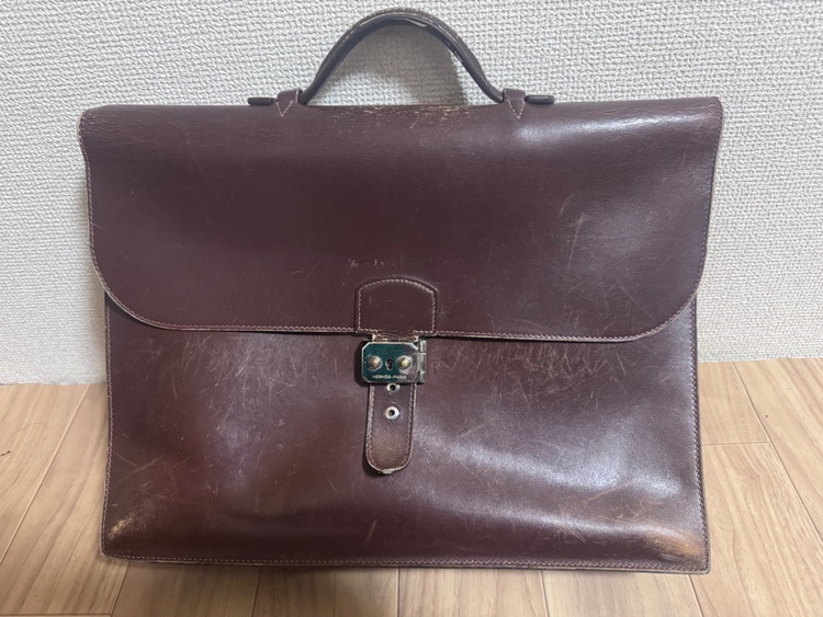HERMES-PARIS 本革 ビジネスバッグ ブリーフケース ブラウンビンテー（ブランドバッグ）の商品画像 - 査定依頼日：2026年2月8日 - 最高査定価格：40,000円