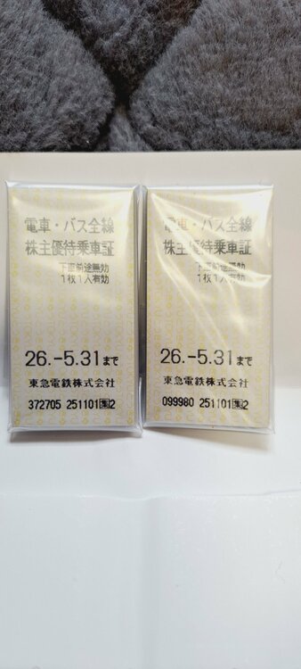 東急電鉄　株主優待乗車証（チケット・金券）の商品画像 - 査定依頼日：2026年2月12日 - 最高査定価格：1,000円